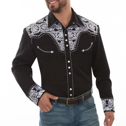 Scully Floral Tooled Embroidery - Men's Western Shirt