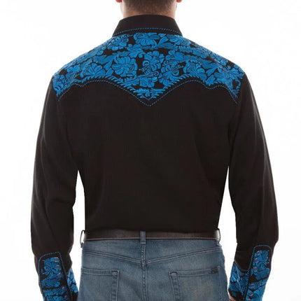 Scully Floral Tooled Embroidery - Men's Western Shirt