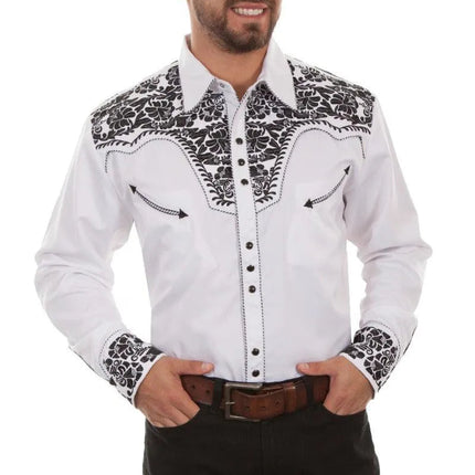 Scully Floral Tooled Embroidery - Men's Western Shirt