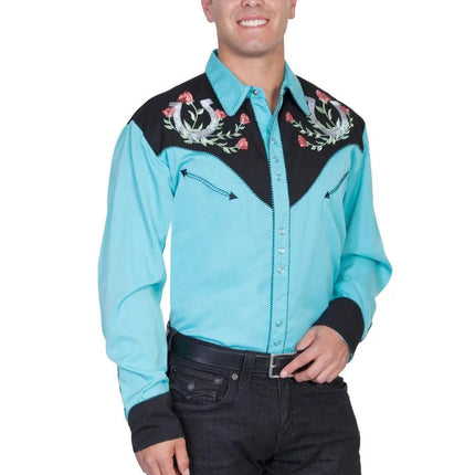 Scully Horseshoe and Roses - Men's Western Shirt