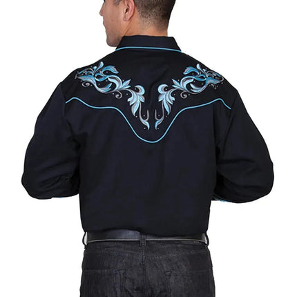 Scully Two Tone Leaf Embroidery - Mens Western Shirt