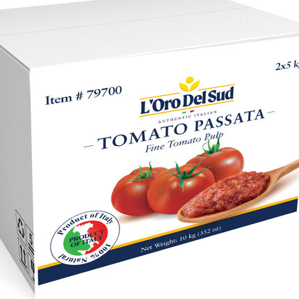 L'Oro Del Sud, Bulk (2 x 5 kg), Italian Tomato Fine Pulp Passata – 100% Tomatoes, No Basil