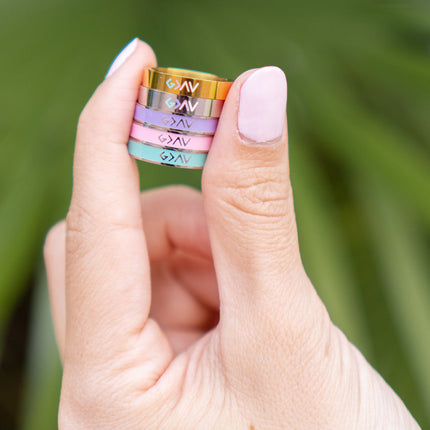 Pink Enamel Highs and Lows Ring