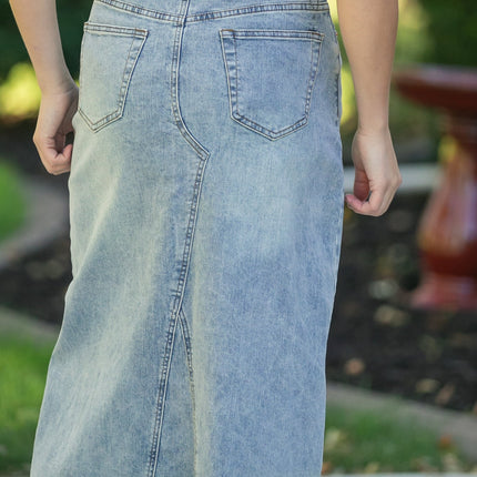 Piper A-line Long Denim Maxi Skirt