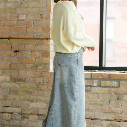 Piper A-line Long Denim Maxi Skirt