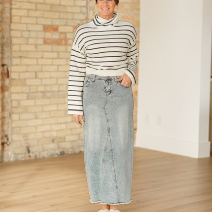 Piper A-line Long Denim Maxi Skirt