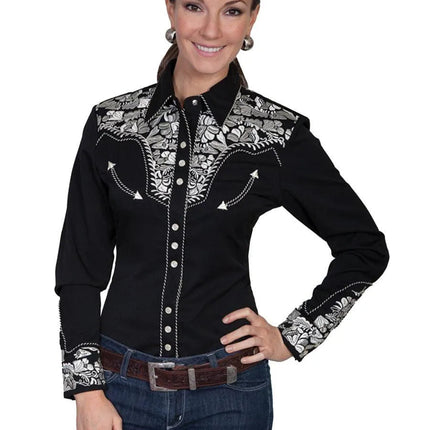Scully Floral Tooled Embroidery - Women's Western Shirt