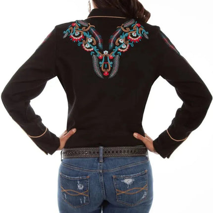 Scully Floral and Feather Embroidery - Women's Western Shirt