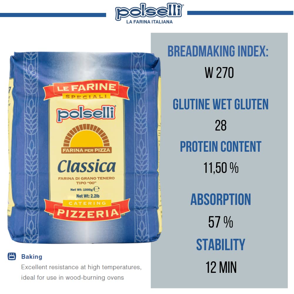 Polselli Classica Tipo 00 Pizza Flour, Authentic Neapolitan Pizza Flour, 5 kg (11 lb)