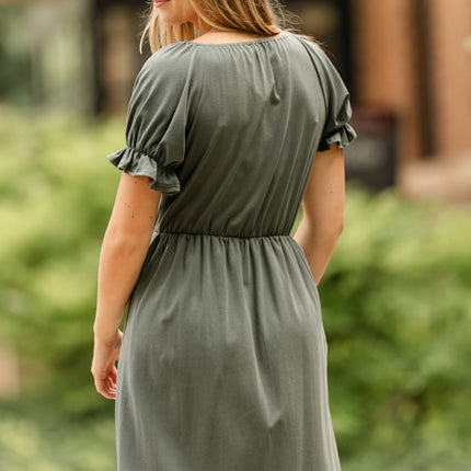 Amy Puff Sleeve Midi Dress