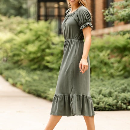 Amy Puff Sleeve Midi Dress