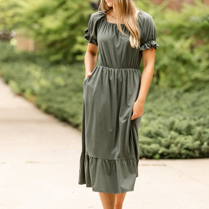 Amy Puff Sleeve Midi Dress
