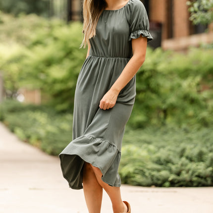 Amy Puff Sleeve Midi Dress