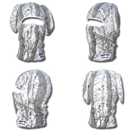 Camo BunSki Balaclava – Snow & Woods Camo Bunny Ear Ski Mask for Hunting, Winter Sports & Outdoor Activities