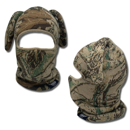Camo BunSki Balaclava – Snow & Woods Camo Bunny Ear Ski Mask for Hunting, Winter Sports & Outdoor Activities