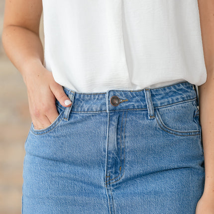Remi Denim Classic Wash Midi Skirt