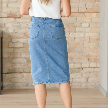 Remi Denim Classic Wash Midi Skirt