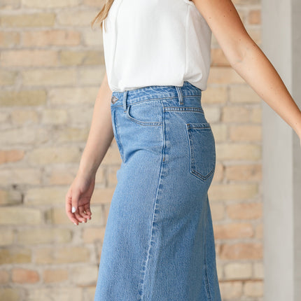 Remi Denim Classic Wash Midi Skirt
