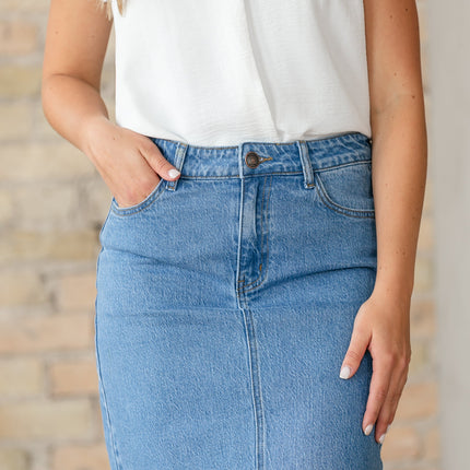 Remi Denim Classic Wash Midi Skirt