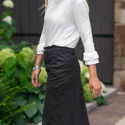 Remi Onyx Black Denim Midi Skirt