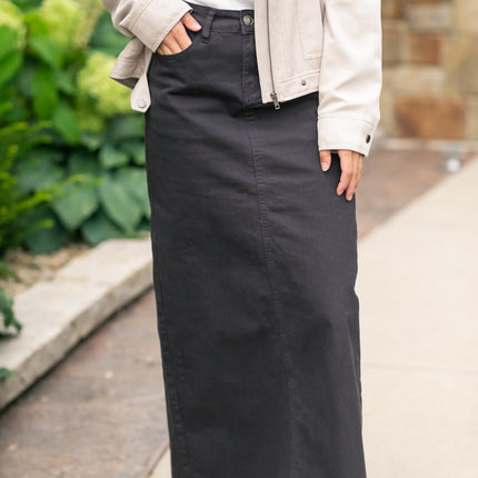 Stella Onyx Black Denim Maxi Skirt