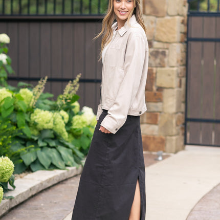 Stella Onyx Black Denim Maxi Skirt