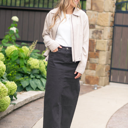 Stella Onyx Black Denim Maxi Skirt