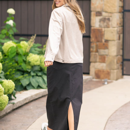 Stella Onyx Black Denim Maxi Skirt