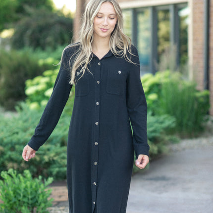 Teagan Black Ultra Soft Shirt Dress