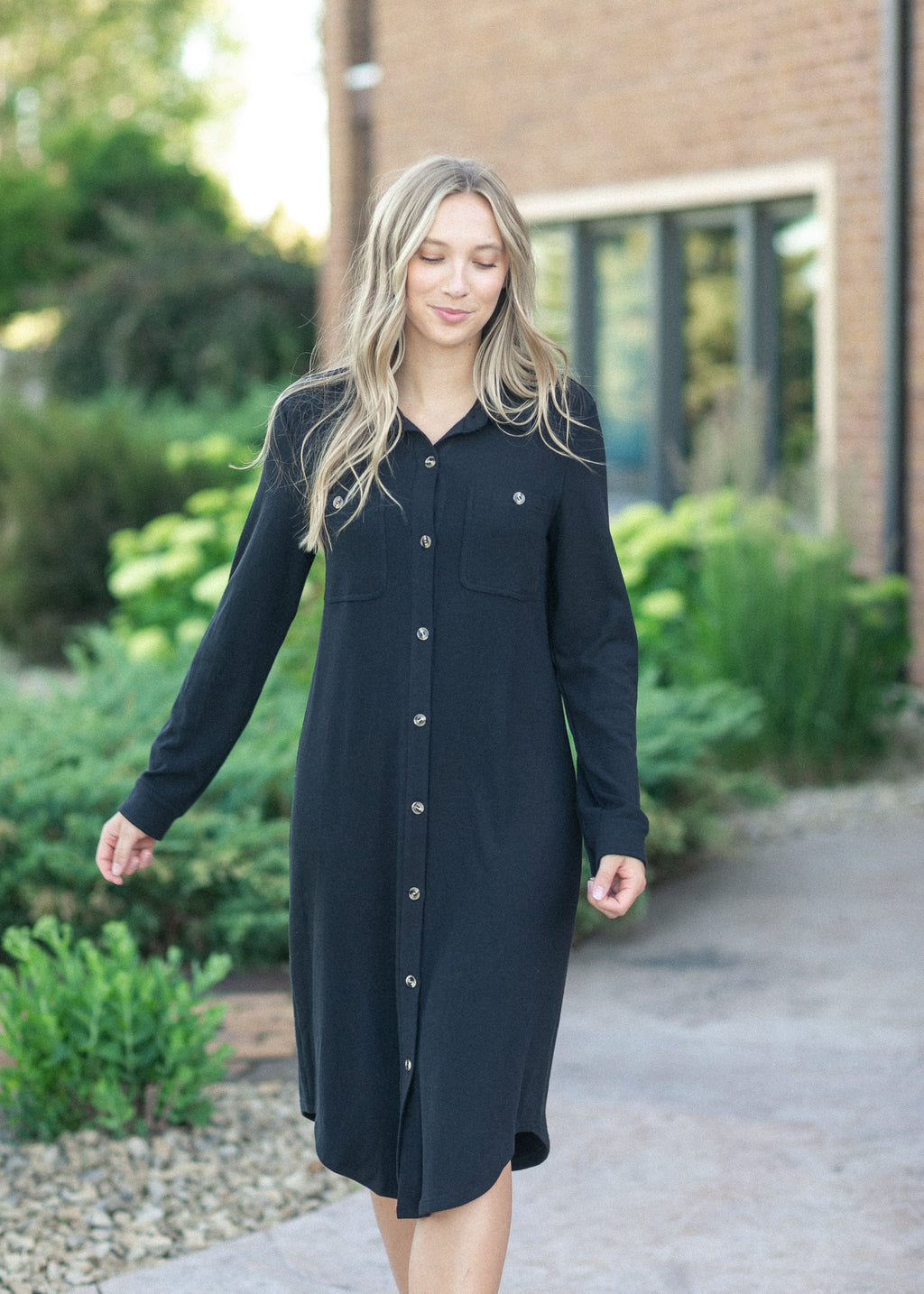 Teagan Black Ultra Soft Shirt Dress