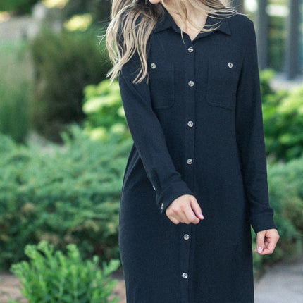 Teagan Black Ultra Soft Shirt Dress