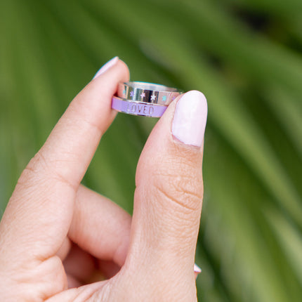 Lavender Enamel Loved Ring