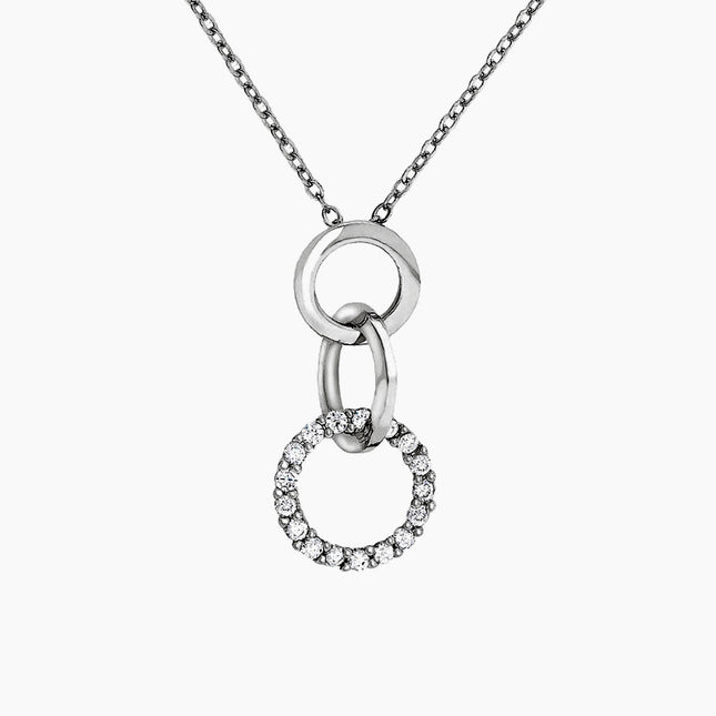 Rhodium Plated Finish Triplet Hoop Pendant