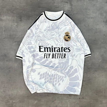 Real Madrid Dragon Print Oversized T-shirt - Premium 2-Thread Lycra Blend