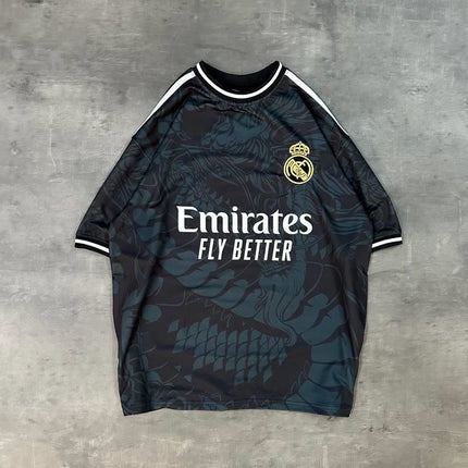 Real Madrid Dragon Print Oversized T-shirt - Premium 2-Thread Lycra Blend
