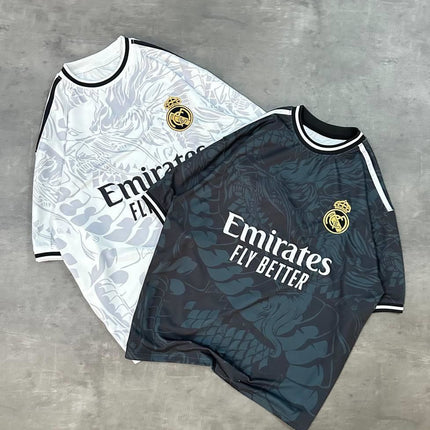 Real Madrid Dragon Print Oversized T-shirt - Premium 2-Thread Lycra Blend