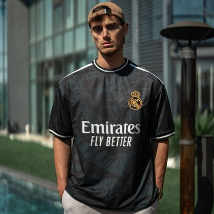Real Madrid Dragon Print Oversized T-shirt - Premium 2-Thread Lycra Blend
