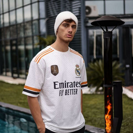 Real Madrid Oversized T-shirt with Logo - Lycra Blend Fabric for Comfort