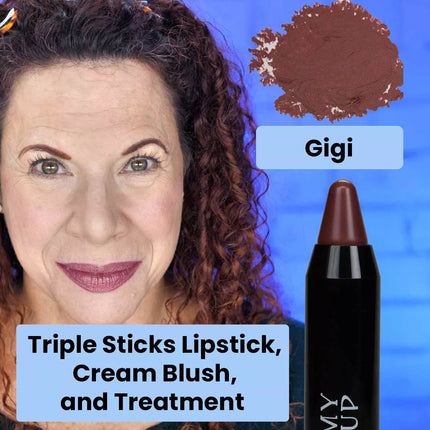 Triple Sticks Lipstick, Cream Blush, and Treatment in Gigi