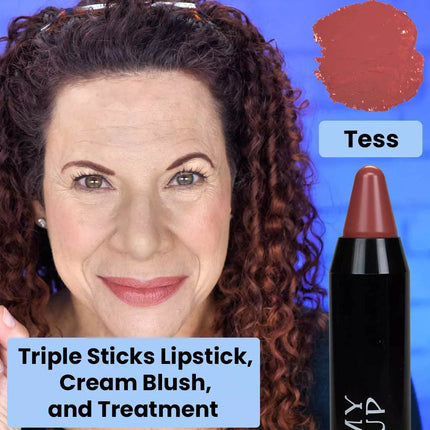 Triple Sticks Lipstick, Cream Blush, and Treatment in Tess
