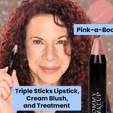 Triple Sticks Lipstick, Cream Blush, and Treatment in Pink-a-boo