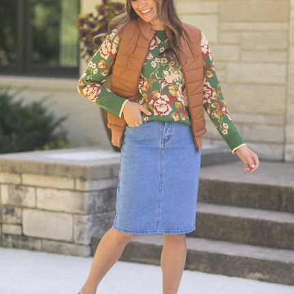 Remi Denim Classic Wash Midi Skirt