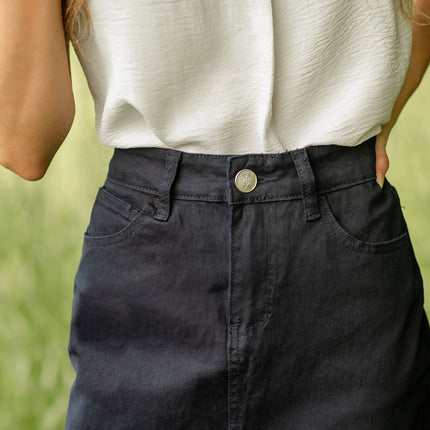 Remi Navy Denim Midi Skirt