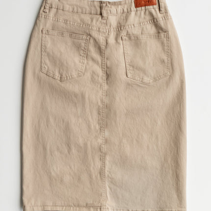 Remi Simply Taupe Denim Midi Skirt
