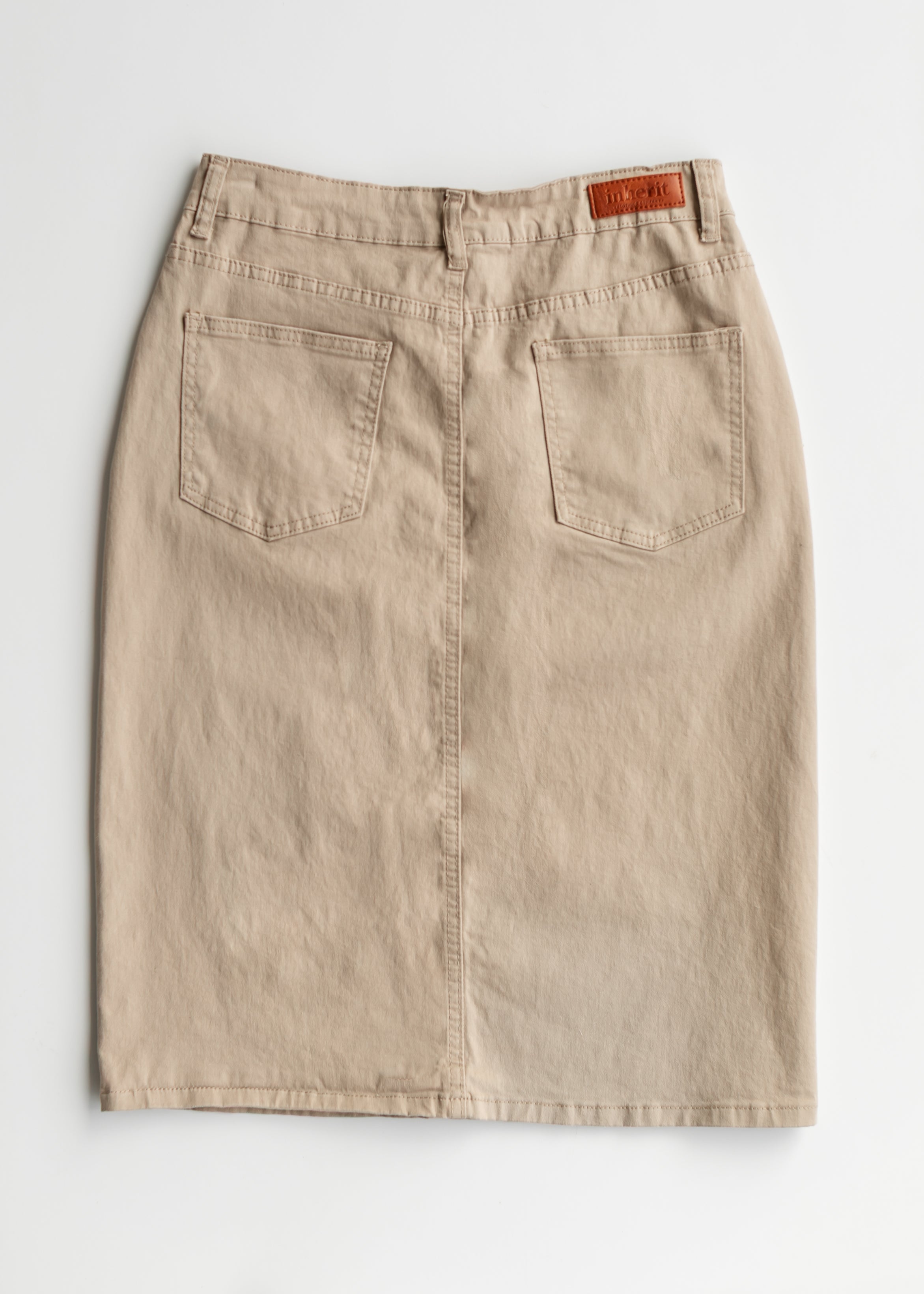 Remi Simply Taupe Denim Midi Skirt