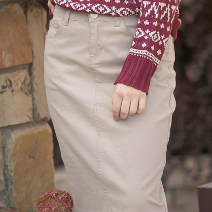Remi Simply Taupe Denim Midi Skirt