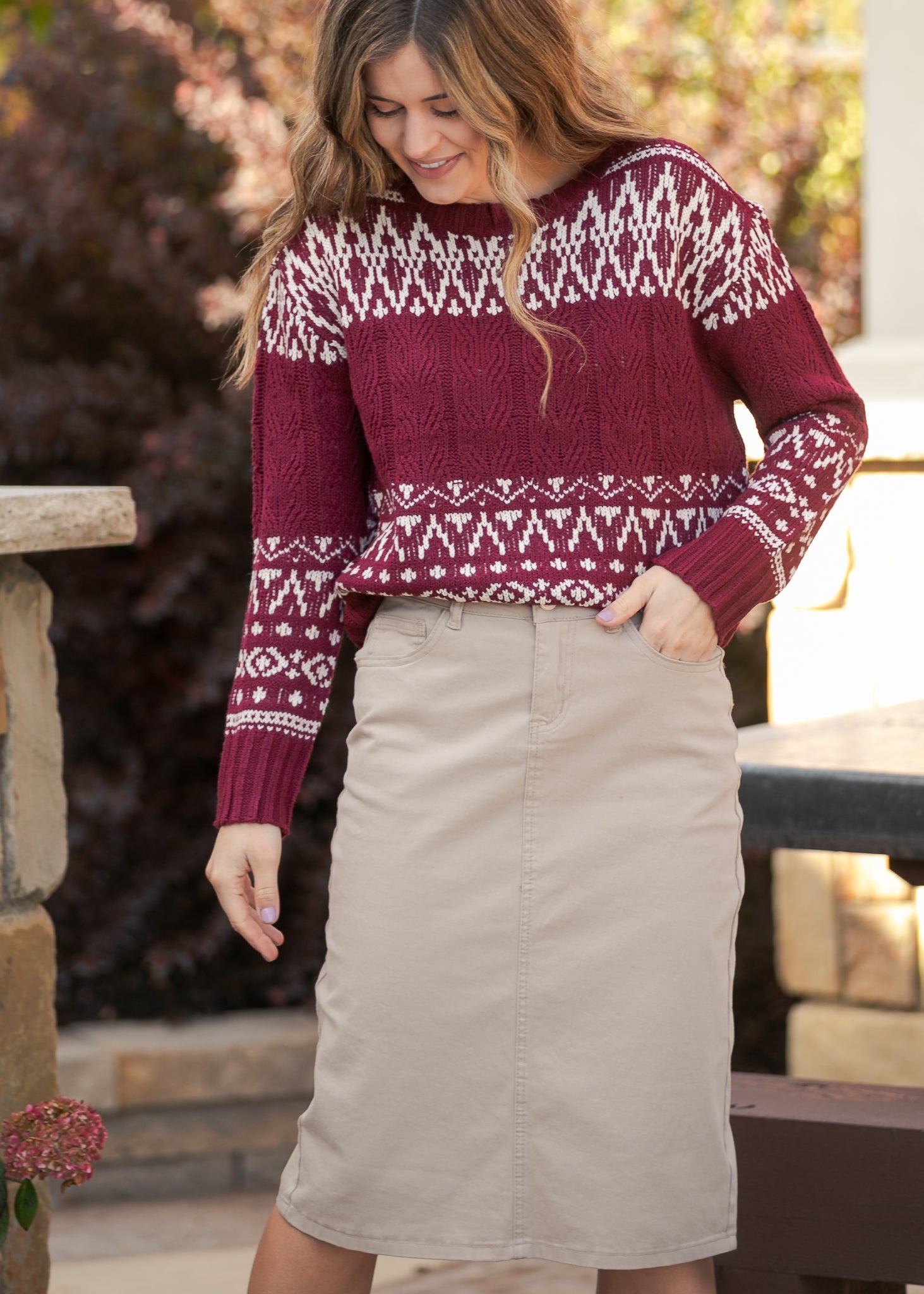 Remi Simply Taupe Denim Midi Skirt