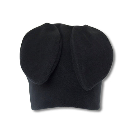 Black Fleece Bunny Beanie – Kawaii Winter Hat with Bunny Ears for Alt Fashion, Streetwear & Cozy Style