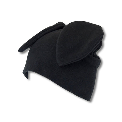 Black Fleece Bunny Beanie – Kawaii Winter Hat with Bunny Ears for Alt Fashion, Streetwear & Cozy Style