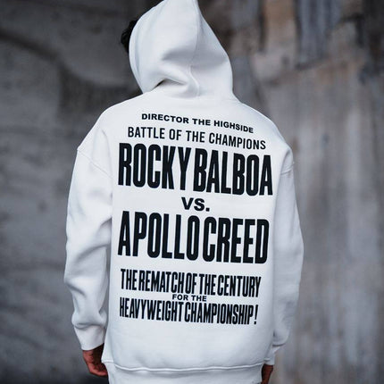 Oversize 'Rocky Balboa vs. Apollo Creed' Graphic Hoodie - Boxing Match Sweatshirt